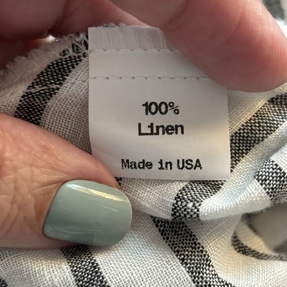 Lisa Bayne Large Dress Gray White Stripe Linen Pullover Minimilist Lagenlook - Picture 4 of 10